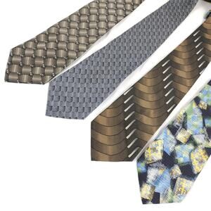 Vintage Set of 4 100% Silk Wide Men's Neck Ties George Zanzara Italy Abstract+